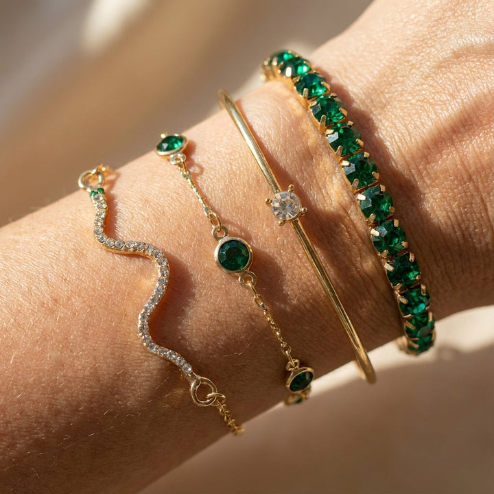Set di Bracciali di Gemme Verdi