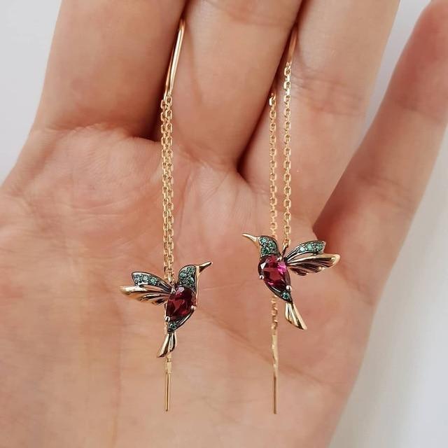 Orecchini in Smalto e Zirconia Colibrì